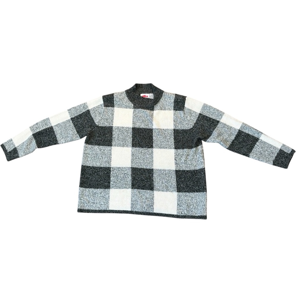 vintage green and white plaid alia pullover sweater